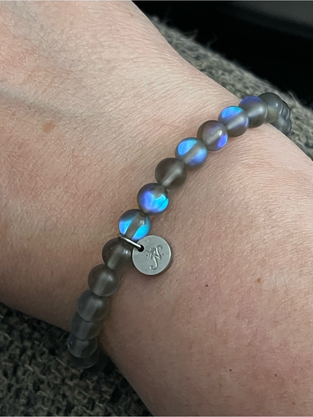 Nogu Grey Aura Mermaid Glass Eye of Horus Bracelet 8mm